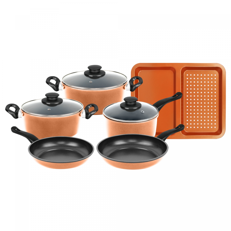 Herzberg HG-04838: 9-osaline vasest kööginõude komplekt (Non-Stick Copper)