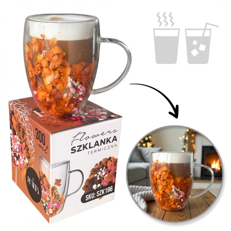 Topeltseinaga termoklaas lilledega (300 ml) - SZK196 Ecarla